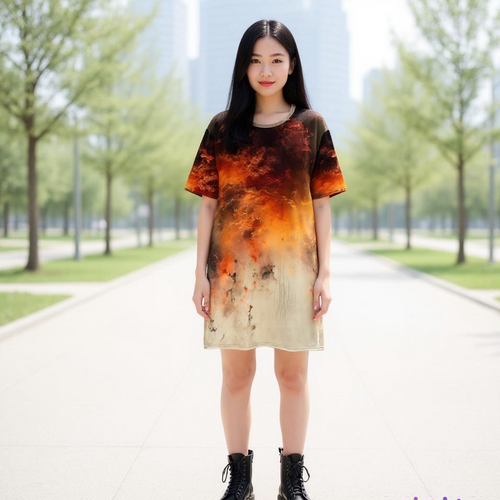 'Earth Fire' - T-shirt dress