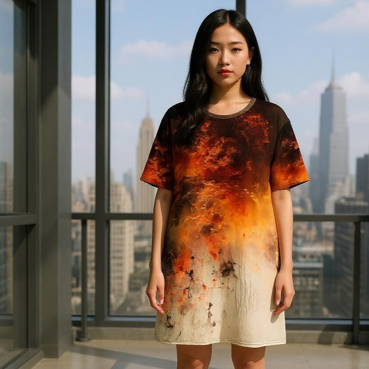 'Earth Fire' - T-shirt dress