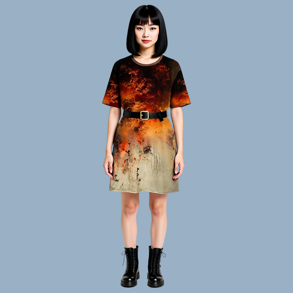 'Earth Fire' - T-shirt dress