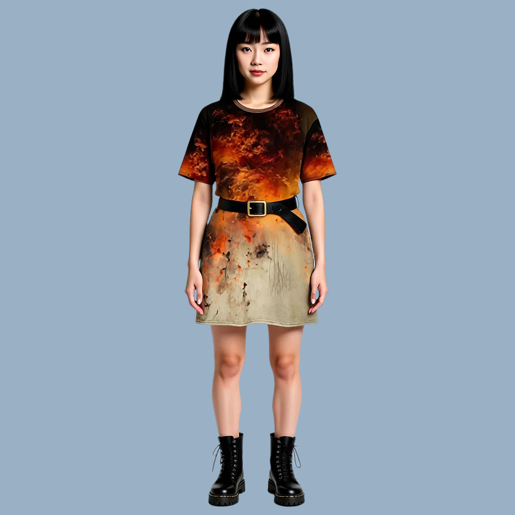 'Earth Fire' - T-shirt dress