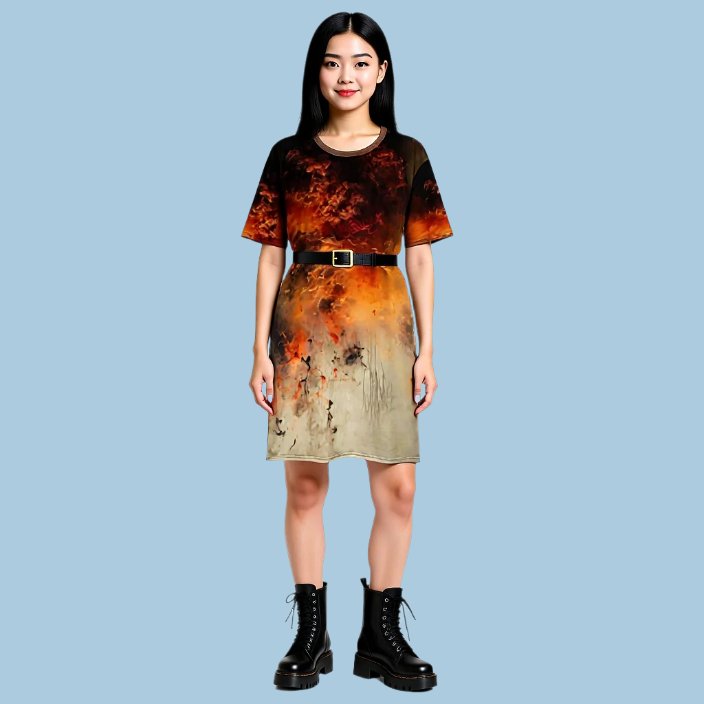 'Earth Fire' - T-shirt dress