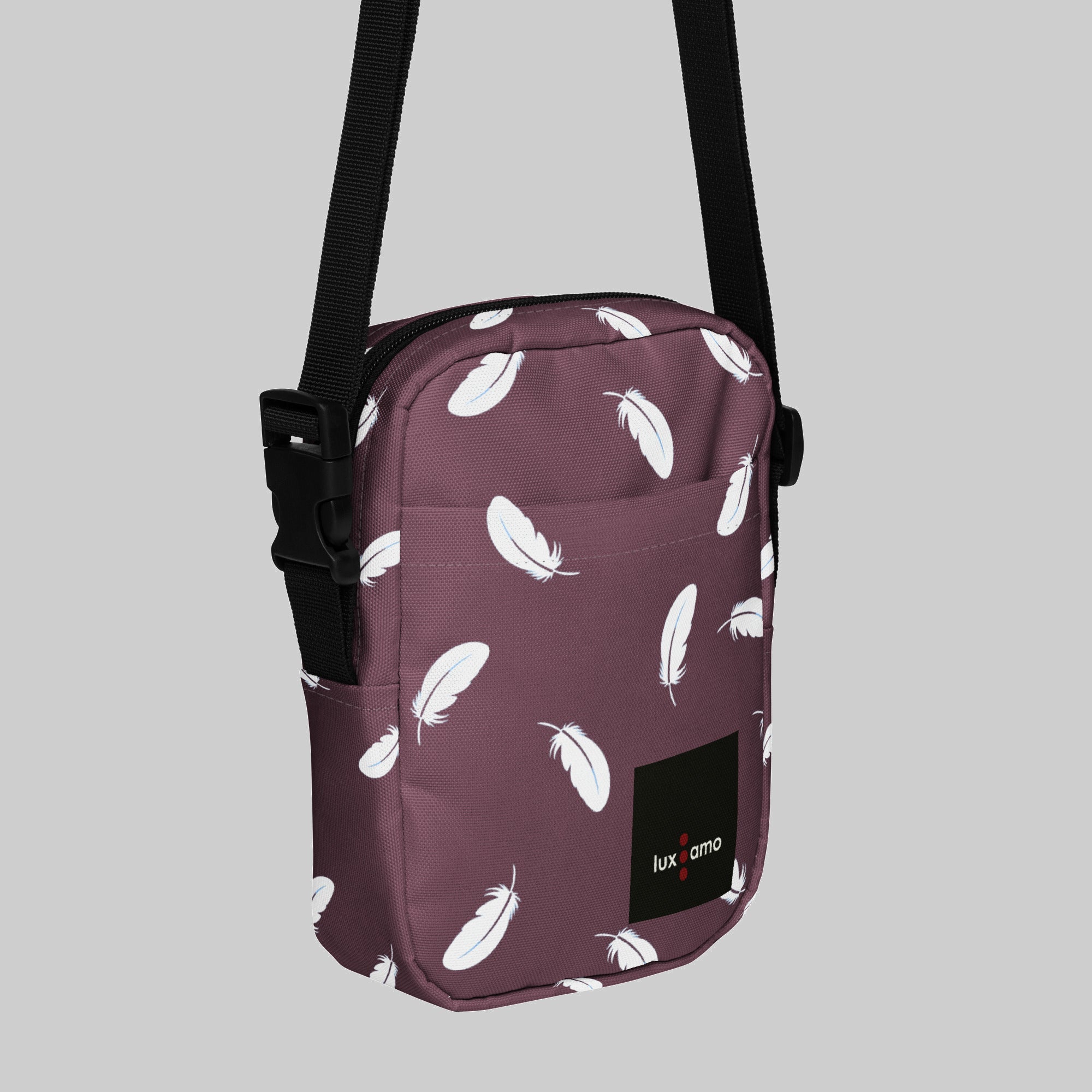 Utility crossbody bag - Feather in maroon