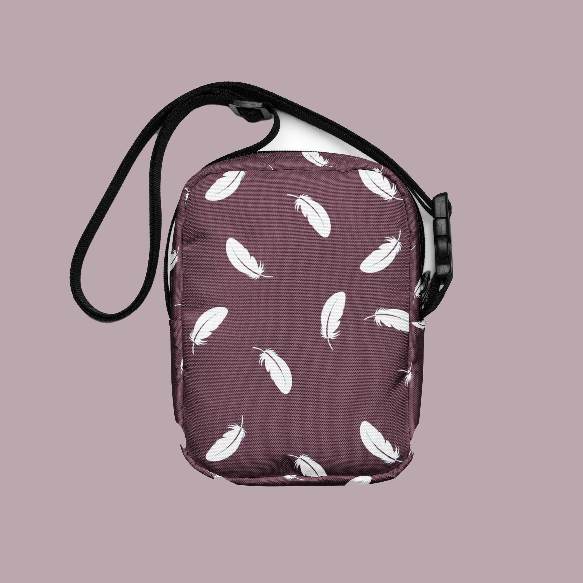 Utility crossbody bag - Feather in maroon